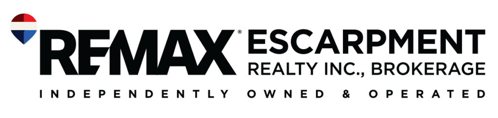Logo of RE/MAX Escarpment Realty Inc., featuring the RE/MAX balloon symbol and text indicating it is independently owned and operated.